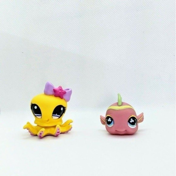 Littlest Pet Shop 1146 Octopus 755 Fish LPS LOT Authentic Hasbro Kid Toy Figures - Picture 1 of 6